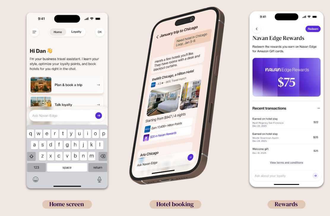 Book your next work trip by chat with Navan Edge and earn a $25 welcome reward